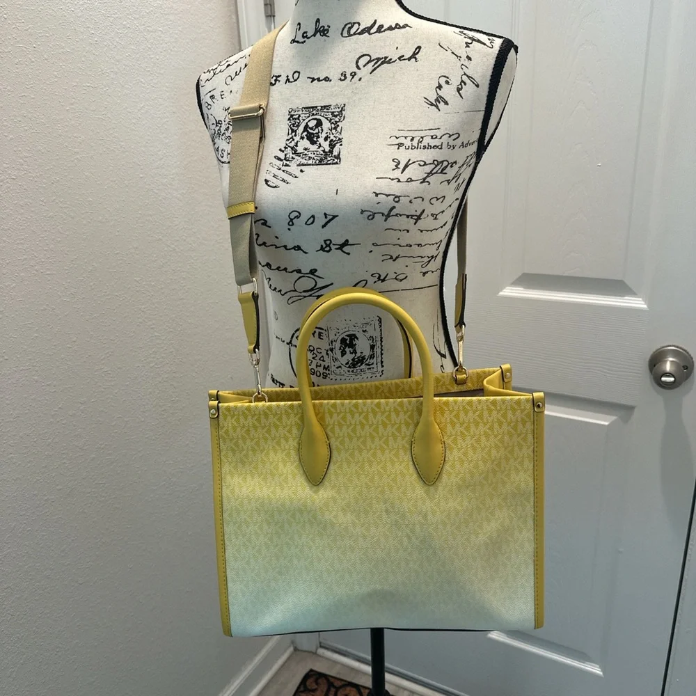 Michael Michael Kors Mirella Yellow Logo Medium Tote Bag
